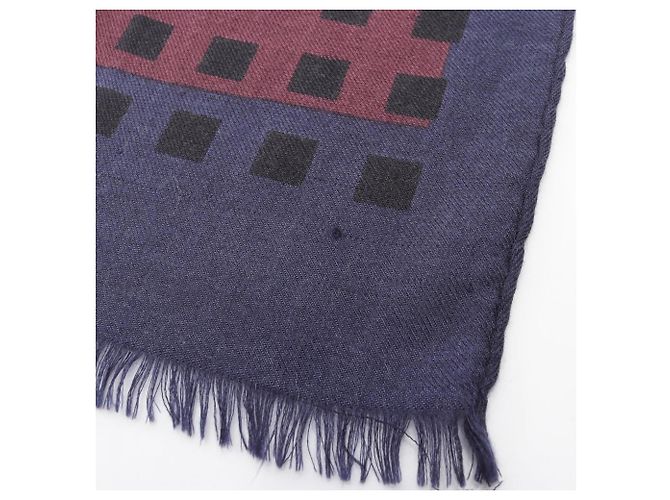 Chal de seda y cachemira Hermès Burdeos Azul marino - vista 6