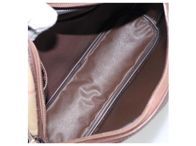 Burberry Nova Check Schultertasche aus Canvas Beige - Ansicht 5