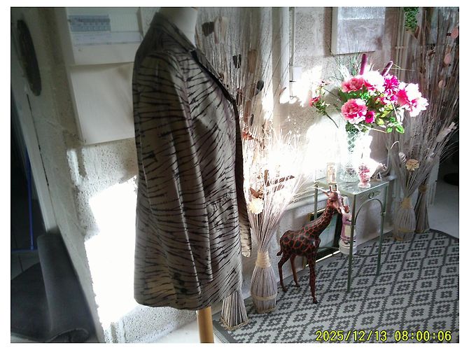 Laurèl Seidenjacke lang Beige Zebra Muster - Ansicht 4