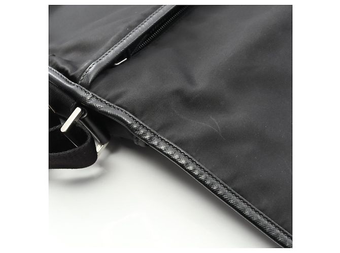 Borsa a spalla Prada TESSUTO+SAFFIANO con logo Nero - vista 13