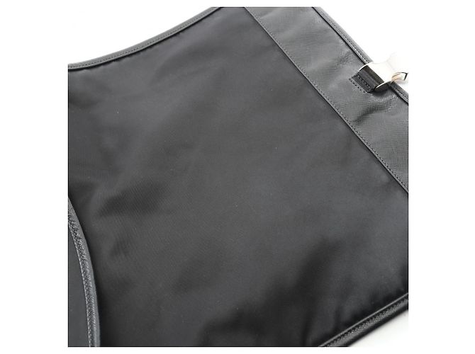 Borsa a spalla Prada TESSUTO+SAFFIANO con logo Nero - vista 7