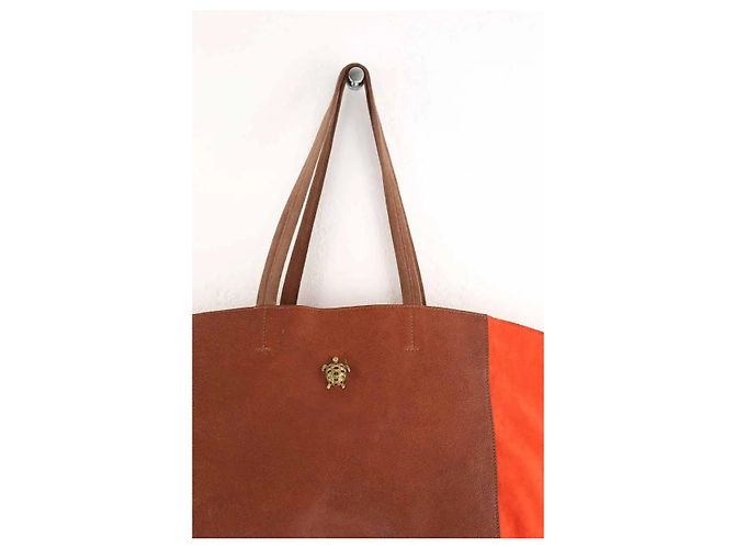 Claris Virot Oranger Leder-Shopper - Ansicht 2