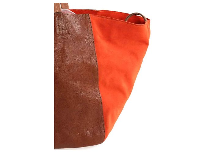 Claris Virot Oranger Leder-Shopper - Ansicht 3