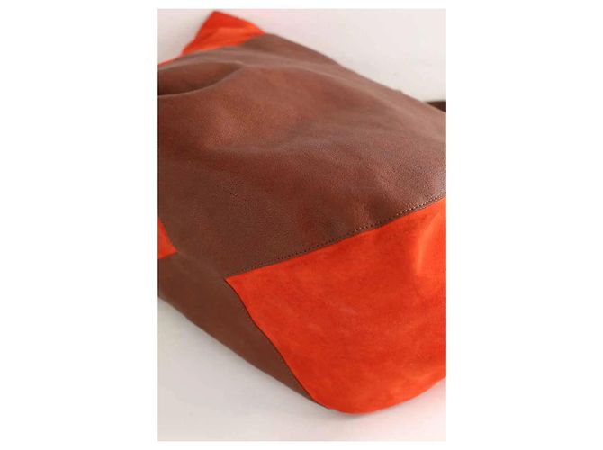 Claris Virot Oranger Leder-Shopper - Ansicht 4