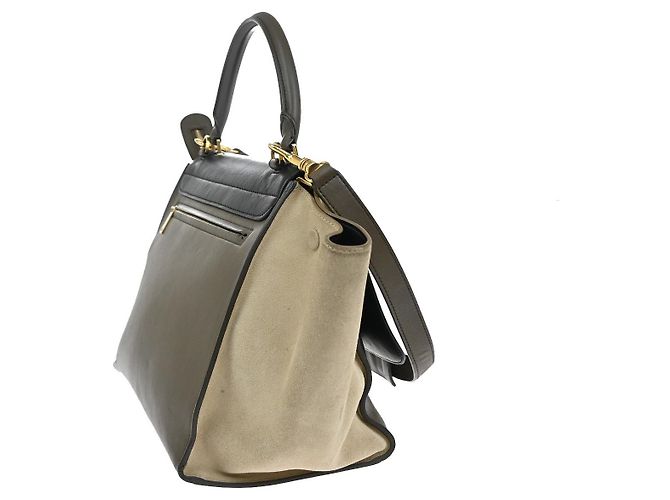 Céline Celine Trapeze in pelle con scamosciato Medium Multicolore - vista 4