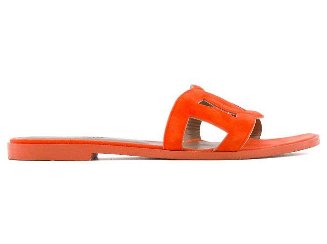 HERMÈS - Sandali Aloha Hermès in suede arancione (T37.5) - vista 2