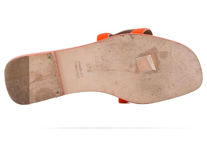 HERMÈS - Sandali Aloha Hermès in suede arancione (T37.5) - vista 3