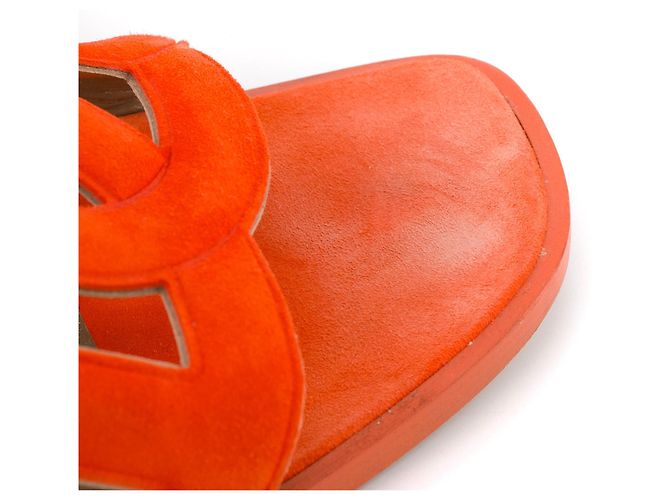 HERMÈS - Sandali Aloha Hermès in suede arancione (T37.5) - vista 6