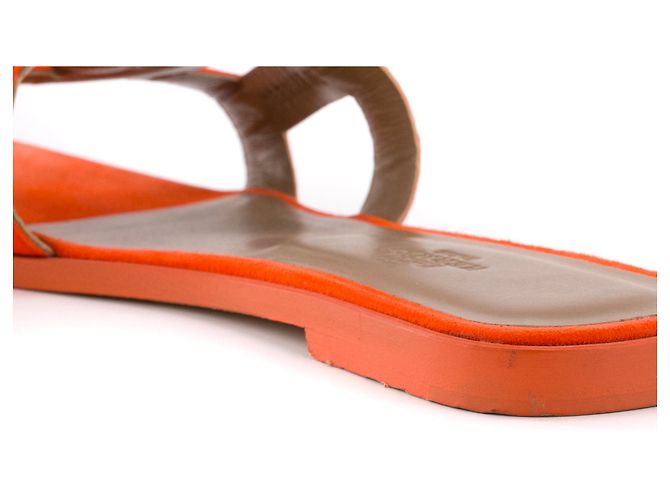 HERMÈS - Sandali Aloha Hermès in suede arancione (T37.5) - vista 7