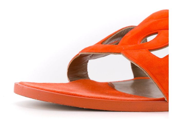 HERMÈS - Sandali Aloha Hermès in suede arancione (T37.5) - vista 8