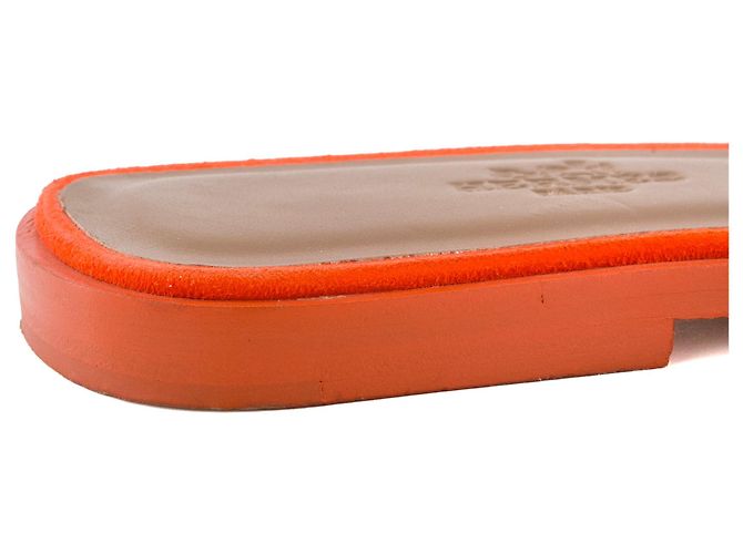 HERMÈS - Sandali Aloha Hermès in suede arancione (T37.5) - vista 9