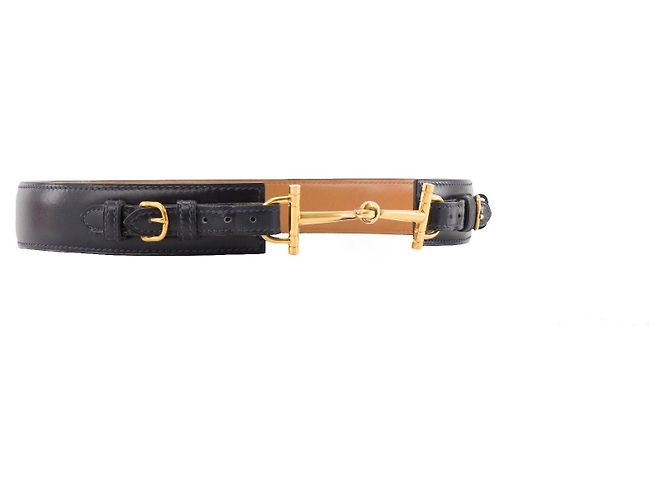 HERMÈS - Marine Étriers Hermès Gürtel aus dunkelblauem Leder (T70) Marineblau - Ansicht 2