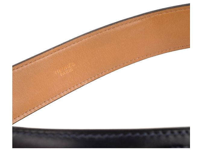 HERMÈS - Marine Étriers Hermès Gürtel aus dunkelblauem Leder (T70) Marineblau - Ansicht 4