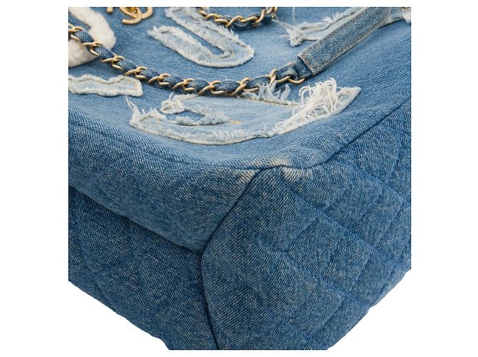 CHANEL - Borsa Tote Deauville Egitto Geroglifico Chanel in denim e lana Blu navy - vista 7
