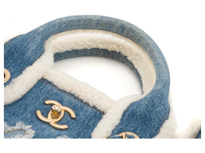 CHANEL - Borsa Tote Deauville Egitto Geroglifico Chanel in denim e lana Blu navy - vista 8