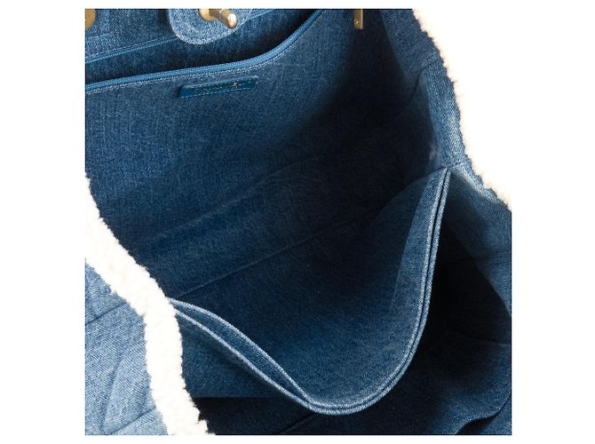 CHANEL - Borsa Tote Deauville Egitto Geroglifico Chanel in denim e lana Blu navy - vista 9