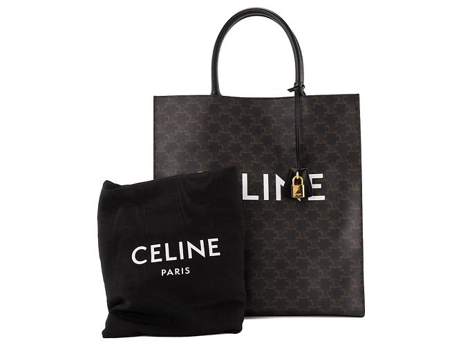 Céline CELINE - Bolsa Tote Vertical Celine en lona recubierta monogramada Negro - vista 10