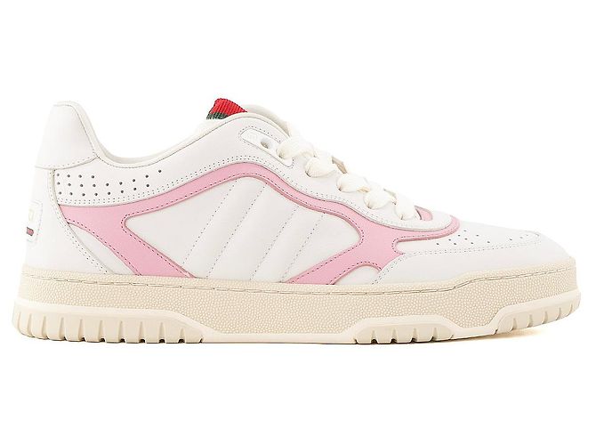 GUCCI - Sneakers Re-Web Gucci in pelle bianca e rosa (T38) Bianco - vista 2
