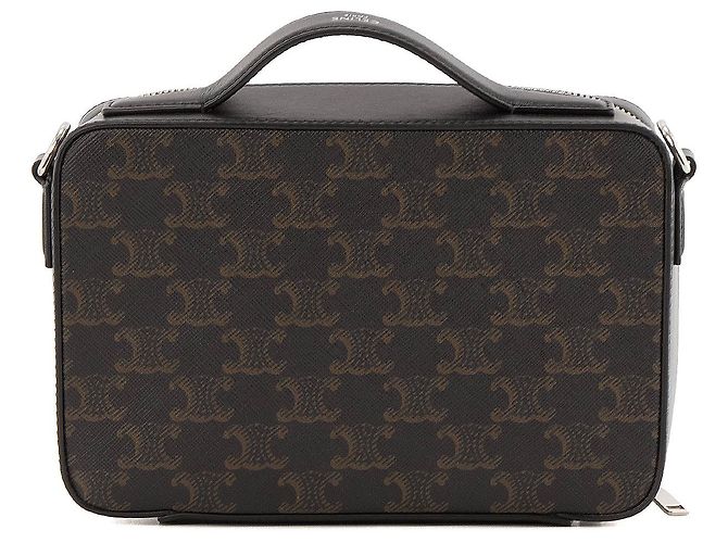 Céline CELINE - Borsa a tracolla Triomphe Celine in pelle nera e tela rivestita Nero - vista 3