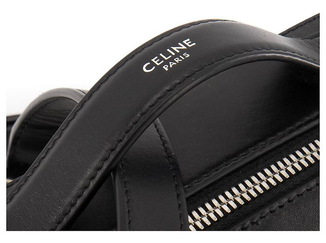 Céline CELINE - Borsa a tracolla Triomphe Celine in pelle nera e tela rivestita Nero - vista 5