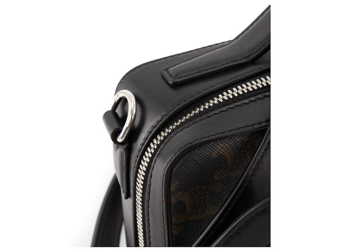 Céline CELINE - Borsa a tracolla Triomphe Celine in pelle nera e tela rivestita Nero - vista 7
