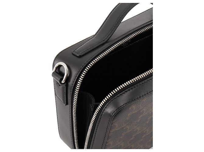 Céline CELINE - Borsa a tracolla Triomphe Celine in pelle nera e tela rivestita Nero - vista 8