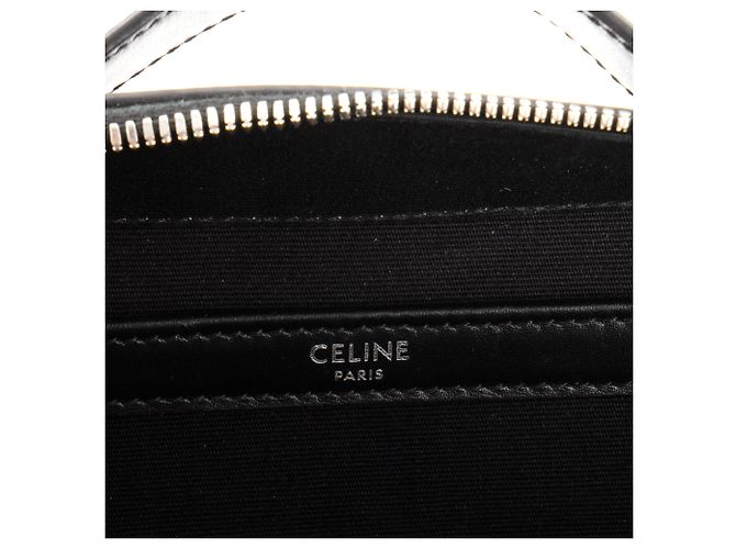 Céline CELINE - Borsa a tracolla Triomphe Celine in pelle nera e tela rivestita Nero - vista 9
