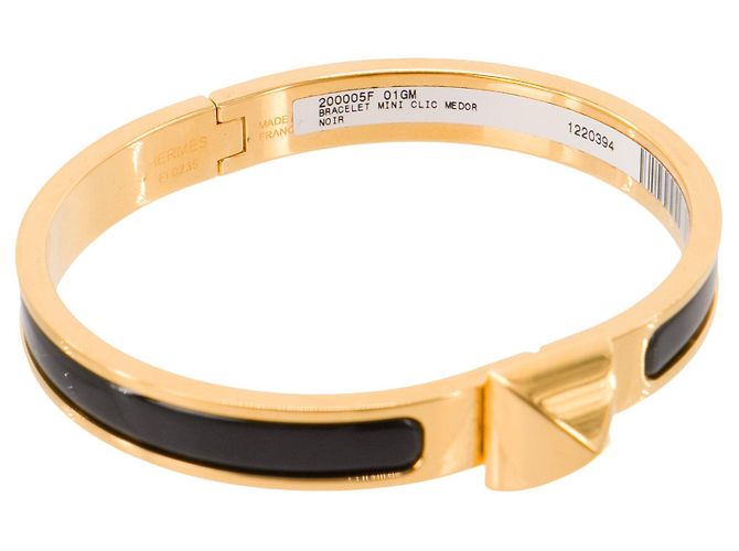 HERMÈS - Bracciale Mini Clic Medor Hermès in smalto nero - vista 4