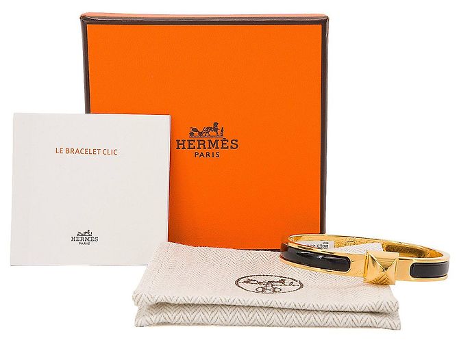 HERMÈS - Bracciale Mini Clic Medor Hermès in smalto nero - vista 6