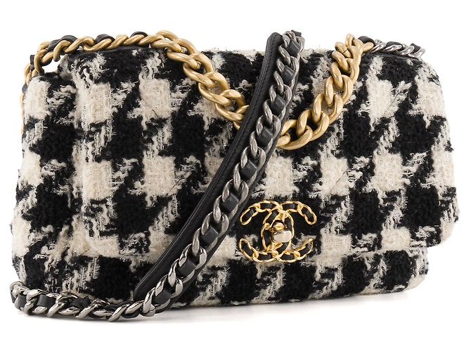 CHANEL - Bolso de hombro 19 Chanel en tweed negro y blanco - vista 2