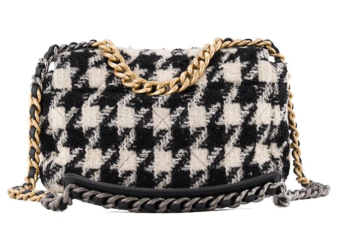CHANEL - Bolso de hombro 19 Chanel en tweed negro y blanco - vista 3