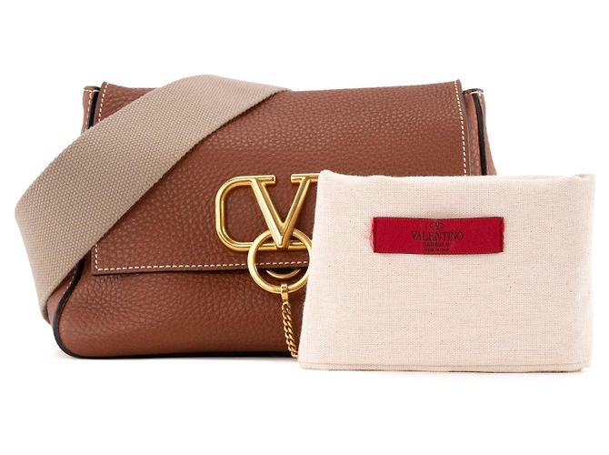 Valentino Garavani VALENTINO - Borsa a tracolla VSling Valentino in pelle martellata marrone - vista 11