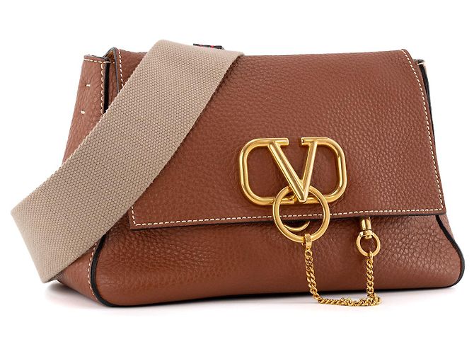 Valentino Garavani VALENTINO - Borsa a tracolla VSling Valentino in pelle martellata marrone - vista 2