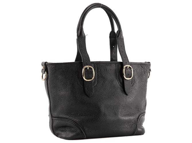 BURBERRY - Borsa a mano Burberry in pelle nera granulata Nero - vista 2