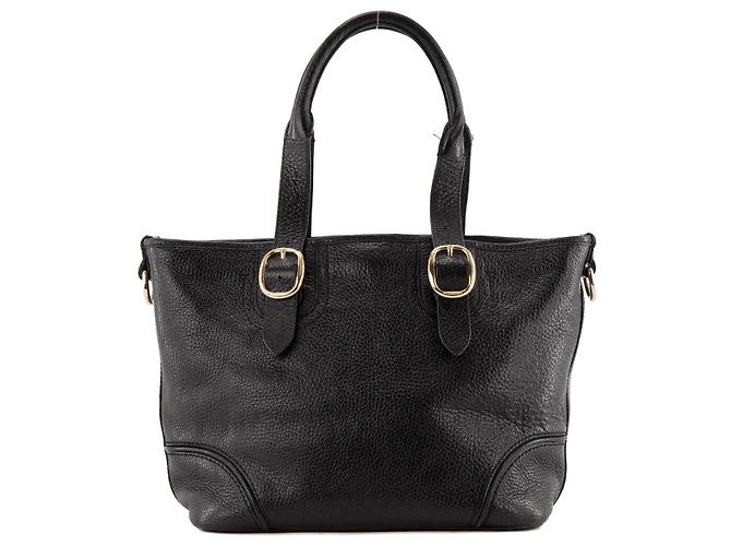 BURBERRY - Borsa a mano Burberry in pelle nera granulata Nero - vista 3