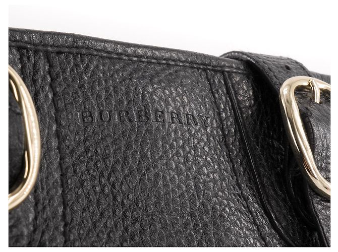 BURBERRY - Borsa a mano Burberry in pelle nera granulata Nero - vista 5