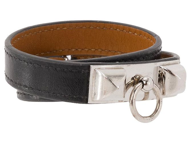 HERMÈS - Bracciale Rivale Double Tour in Pelle Nera (XS) Nero - vista 2