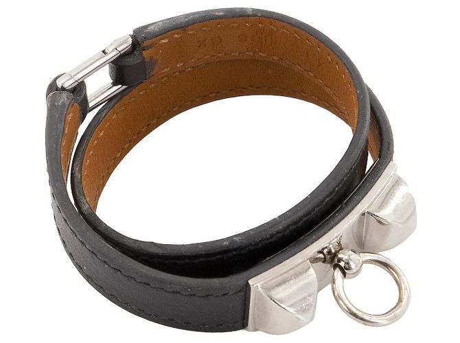 HERMÈS - Bracciale Rivale Double Tour in Pelle Nera (XS) Nero - vista 3