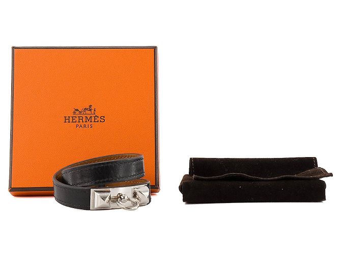 HERMÈS - Bracciale Rivale Double Tour in Pelle Nera (XS) Nero - vista 5