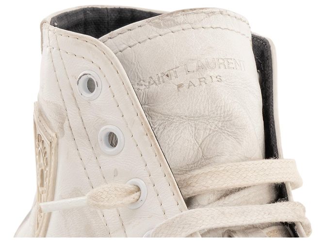 SAINT LAURENT - Sneakers Beldford Saint Laurent in pelle bianca e grigia (T37) - vista 5