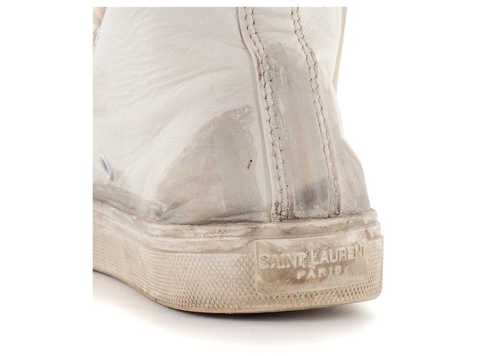 SAINT LAURENT - Sneakers Beldford Saint Laurent in pelle bianca e grigia (T37) - vista 6