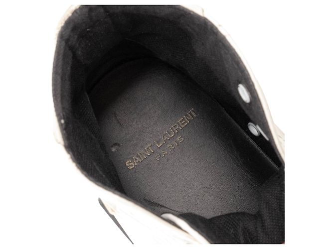 SAINT LAURENT - Sneakers Beldford Saint Laurent in pelle bianca e grigia (T37) - vista 7