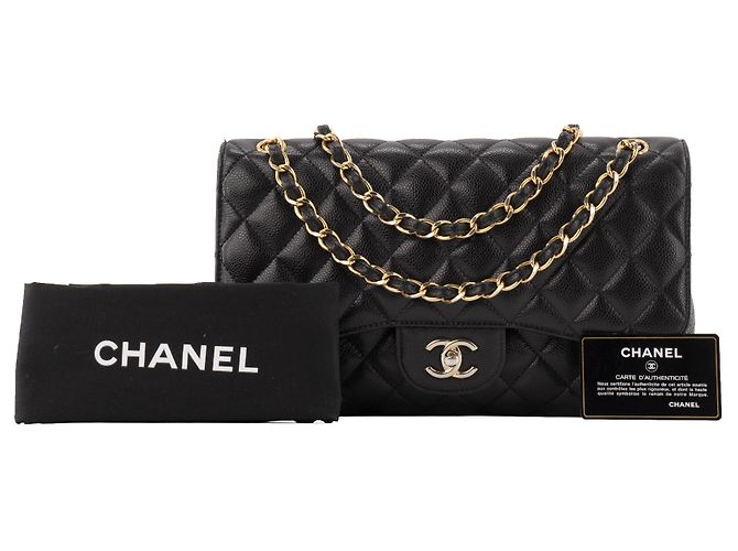 CHANEL - Borsa a tracolla Classic/Timeless Jumbo in pelle caviar nera Nero - vista 11