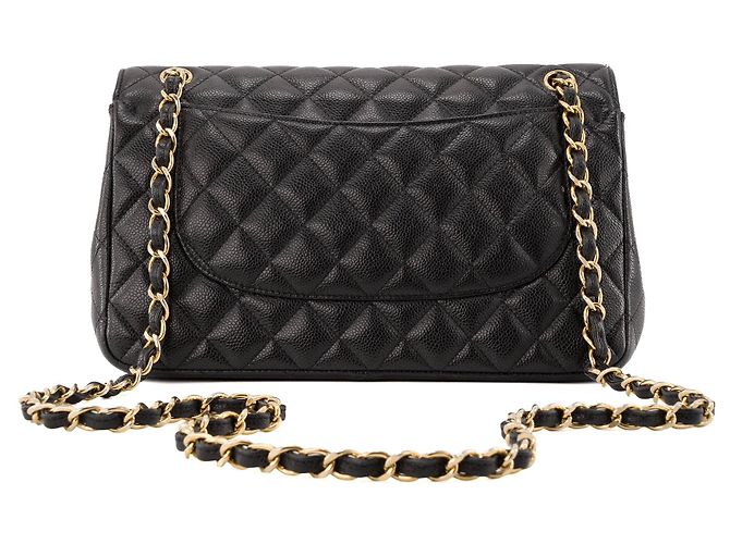 CHANEL - Borsa a tracolla Classic/Timeless Jumbo in pelle caviar nera Nero - vista 3