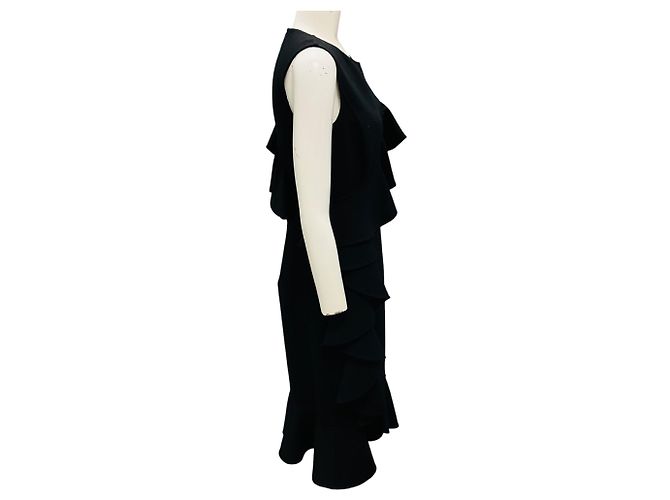Schwarzes Wollcocktailkleid mit Rüschen aus der Michael Kors Kollektion - Ansicht 2