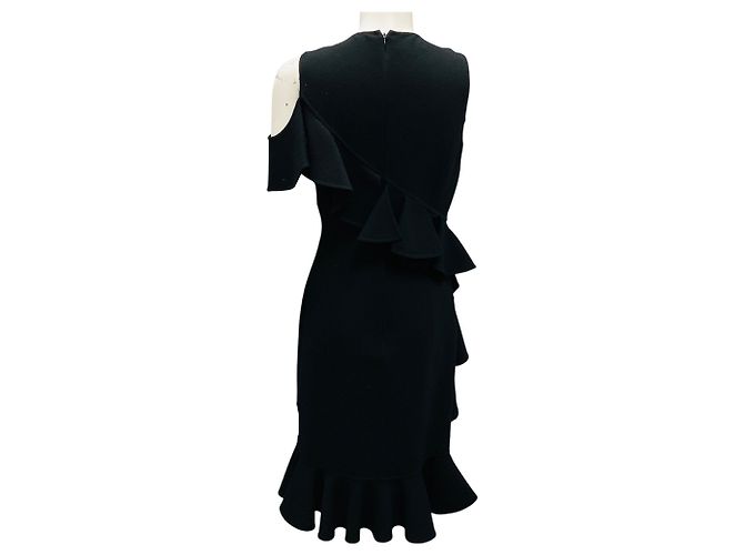 Schwarzes Wollcocktailkleid mit Rüschen aus der Michael Kors Kollektion - Ansicht 3