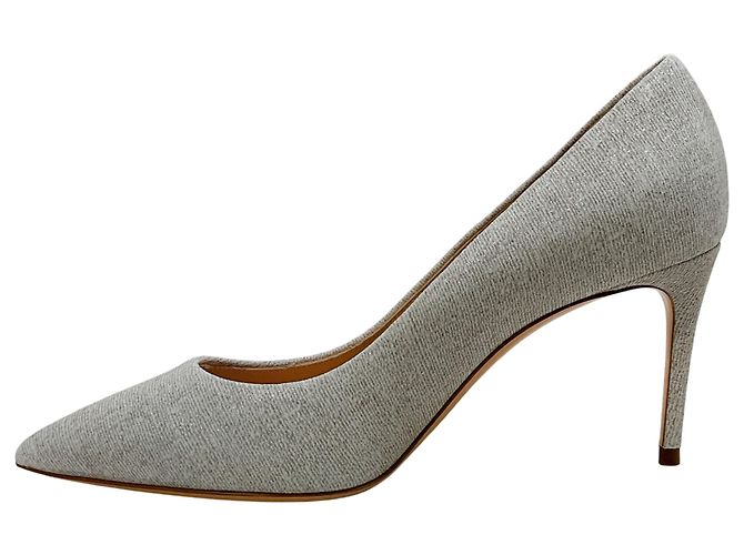 Silberne Glitzer-Stoff-Pumps von Casadei - Ansicht 3