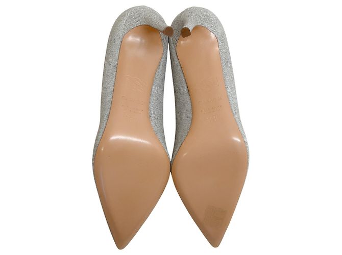 Silberne Glitzer-Stoff-Pumps von Casadei - Ansicht 7