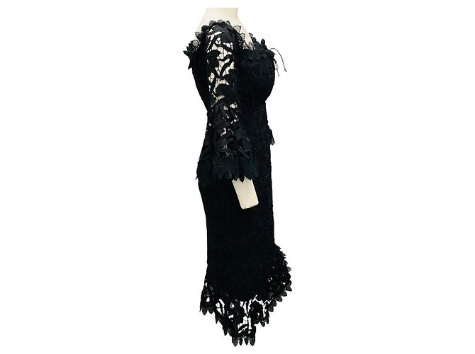 Nicholas Kirkwood Nicholas Black Botanische Spitzen-Midikleid Schwarz - Ansicht 2