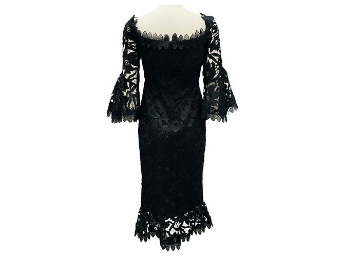 Nicholas Kirkwood Nicholas Black Botanische Spitzen-Midikleid Schwarz - Ansicht 3